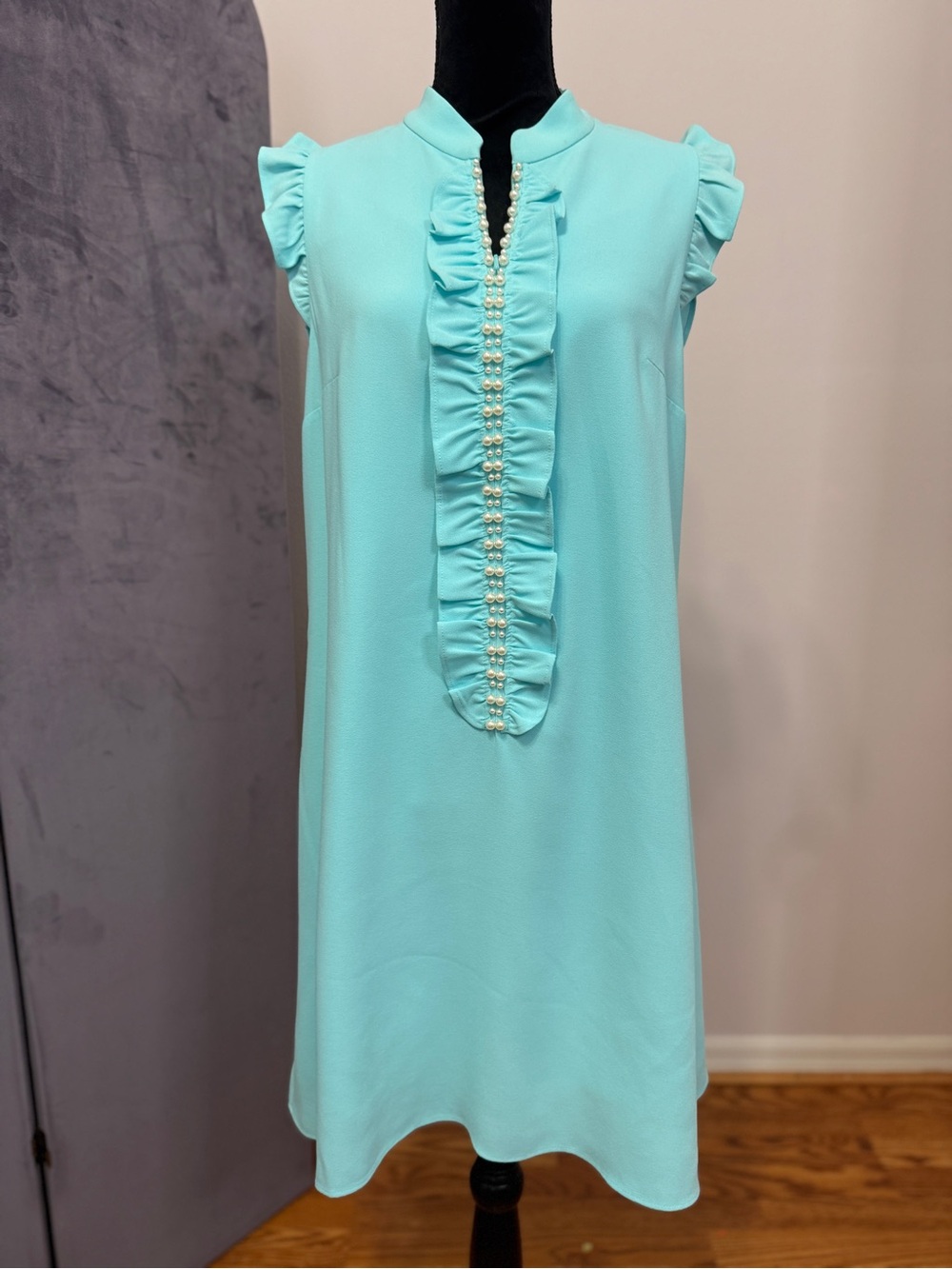 Lilly Pulitzer Adalee Shift Dress Blue Ibiza Pearl Ruffle NWT Size 10